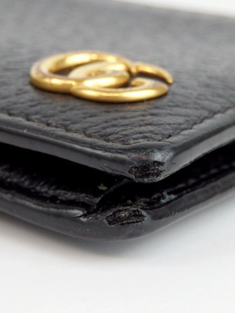 Gucci Black Leather Marmont Bi-Fold Wallet with Gold Double G - Picture 6 of 15